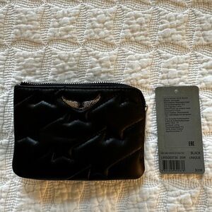 Zadig & Voltaire Black Quilted Pouch with Silver Detail